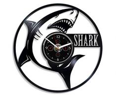 Kovides Hai Wanduhr, 30,5 cm, Haifischfischen, Wanduhr, Wanduhr, Vintage, Vinyl-Platte, Retro-Wanduhr, groß, Ozean, Kunst, Geburtstagsgeschenk, Hobby-Geschenk, Neujahrsgeschenk, Handarbeit Uhr Hai