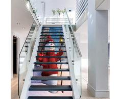 FLFK 3D Weihnachtsbaum Schneemann Tapete selbstklebend Treppenaufkleber, Weihnachten, Wandbilder, Heimdekoration 100CMx18CMx13pieces(39.3 w x 7 h x 13pieces) Gxl827_13pcs