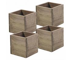 Holz Box, 12,7 cm Übertopf quadratisch, rustikal Scheune, Holz, Kunststoff rutschsicher, Garten Mittelpunkt Display, Hochzeit Blumen Halterung, Ort und Home Decor, (Set von 4)