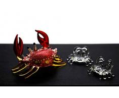 ChangThai Design 3 Stück Aquarium Metall rote Krabbe Handschale Glas Puppenhaus Miniatur-Dekoration