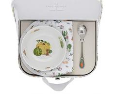 DEGRENNE 231758 Les Amis du Potager Koffer mit Schälchen + Kaffeelöffel + Lätzchen, mehrfarbig