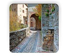Rikki Knight Cobblestone Alleyway Design Quadratisch Kühlschrank Magnet