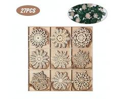 MYFAMIREA 36 weiße glitzernde Schneeflocken Schnur & Aufkleber Fensteraufkleber, Weihnachtsdekoration zum Aufhängen