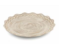 Villa d Este Home Tivoli Wood Teller rund, Holz, Weiß, 44 cm