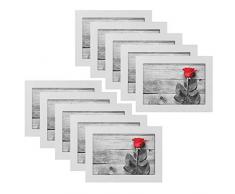 Einen + ausgewählten 5 x 7 Weiß Bilderrahmen, 6 x 8 Holz Rahmen für 5 x 7 Fotos, 10 Stück Foto Acryl Rahmen Set für Wandbild und Tisch Schreibtisch Top