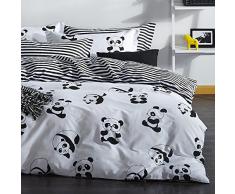 EnLora Home Bettwäscheset für Doppelbett, Schwarz, Weiß, 220 x 220 cm, 2 Stück