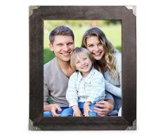 MIMOSA MOMENTS Holz-Bilderrahmen mit dekorativen Metallecken rustikaler Landhausstil 8x10 Rustikales Schwarz