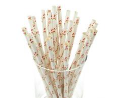 Homeford Kirschen Papier Trinkhalme, 7–3/4-Zoll, 25er Pack, rot, 7–3/10,2 cm
