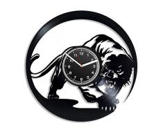 Kovides Panther Geschenk LP Uhr Natur Uhr Geburtstagsgeschenk Idee Party Einzigartige Dekorationen Tier Natur Kunst Gefährliche Panther Wanduhr Handarbeit Dekoration für Wohnzimmer Vintage Schallplatte Uhr