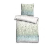 biberna 0003624 Feinbiber Komfort Bettwäsche Garnitur mit Kopfkissenbezug (Baumwolle) 1x 135x200 cm + 1x 80x80 cm, eisblau