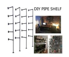 Industrie French Country Style Dekor Rohr-Holz Wall shelvesrustic diyceiling fünfschichtige Rohr Regal Wand Vintage Hing Halterung Industrie Regalen, five-layer × 4