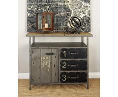 Deco 79 55562 Metall Holz Utility Schrank, 91,4 x 81,3 cm grau