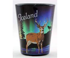 World By Shotglass Iceland Northern Lights Schnapsglas Hirsch