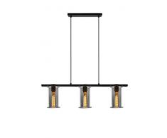 LUCIDE DOUNIA Pendelleuchten, Glas, 120 W, Schwarz, Rauchfarbe Grau