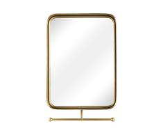 NIKKY HOME Badezimmerspiegel, Wandmontage, mit Handtuchhalter, Mehrzweck, 30 x 6 x 42 cm, goldfarben