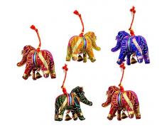 Rastogi handicrafts RASTOGI Kunsthandwerk Set of 5 Multi Colored Elefant, Vogel, camel, Herz, Glocke, Regenschirm Festival Dekostoff Collectible Tiere oder, Textil, elefant