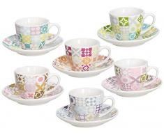 Tognana IR685375566 Set aus 6 Espressotassen mit Untertasse CC 200 Medina, Porzellan