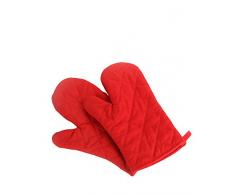 Ofenhandschuhe, Premium hitzebeständig Küche Handschuhe Baumwolle & Polyester gesteppt Übergroße Fäustlinge, 1 Paar rot