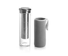 IBILI 624700 Glas zu Cafe und Teeservice kalt, Borosilikat + Edelstahl/S. Steel, transparent, 8 x 8 x 24 cm