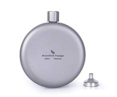 usharedo Ultraleichter Flachmann aus Titan, tragbare Weinflasche mit Trichter, Camping, Picknick, Tasche, Whiskey, Alkohol, Trinkgeschirr Zubehör, Ti15106B