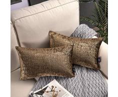 Phantoscope Set von 2 luxuriösen Chenille Roving gewebt quadratisch Überwurf Kissenbezug Kissenbezug für Couch Bett und Stuhl 12 x 20 braun
