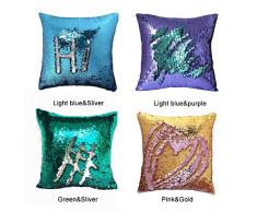 Moree Wende-Kissenbezug mit Pailletten in Meerjungfrau, 4 Packungen, glitzernd, Sofakissenbezüge, 40 x 40 cm 4-teiliges Set