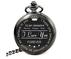 Levonta Einzigartiges Geschenk für Opa, Geburtstagsgeschenke, Ruhestandsgeschenke, personalisierte Taschenuhr mit Kette Grandpa Gifts