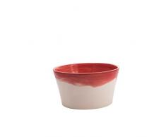 Cala Living Salatschüssel Medium mit Details, Keramik, Weiß/Bordeaux, 20 cm