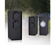 Paulmann Garden Outlet Outdoor Steckdosensäule Rio Zeitschaltuhr Außenbeleuchtung Anthrazit Gartenbeleuchtung Edelstahl Steuerung