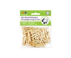 Krafty Kids CW602 40 Stück 3 cm Mini Wäscheklammern craftwood, Natur