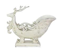 Département 56 Magnolie Garten Hirsch Schlitten, Dekoration, Tafelaufsatz, 29,2 cm, Mehrfarbig