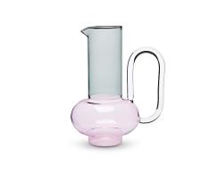 Tom Dixon Bump Wasserkrug mit Griff, handgefertigt, minimalistisches und modernes Design, 750 ml, durchscheinend, Grau/Pink, mittelgroß