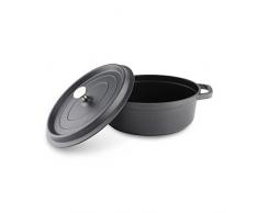 Commichef Ovaler Schmortopf mit Deckel aus Aluguss, 26 x 20 cm, Aluminium, Schwarz, 2.8L