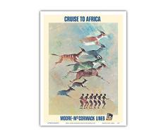 Pacifica Island Art Mary Moran 1962 Kunstdruck, Motiv: Afrika Gazelle Moore-McCormack Lines 9 x 12 in Mehrfarbig