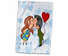 3dRose Handtuch mit rotem Herzballon und blauem Hintergrund, Mehrfarbig, 15 x 22-Inch