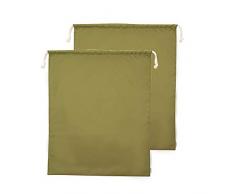 Augbunny Wiederverwendbare, langlebige 210D wasserdichte leichte Wäschebeutel für Zuhause, Schule, Reisen, Kordelzug-Verschluss, 2 Stück Large grün