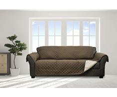 Quick Fit Jameson Sofabezug, wendbar, wasserdicht, Mikrofaser, elastischer Schnalle, Schokoladenbraun, Schokolade-Natur, Loveseat Cover