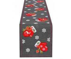 Simhomsen bestickte Handschuhe, Tischläufer für Weihnachten, Urlaub, Dekoration, Kommode Schal, Dunkelgrau 14 × 68 Inches dunkelgrau