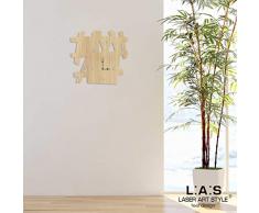 L:A:S Laser Art Style Wanduhr modernes Design für Küche Wohnzimmer W-393, Holz, Natural Wood, 65 x 60 cm
