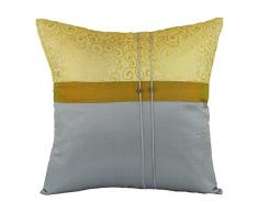 Tom Barrington Home Kissenbezug aus Seide, Grau und Elfenbein mit goldfarbenem Brokat-Überzug 16 x 16 gelb