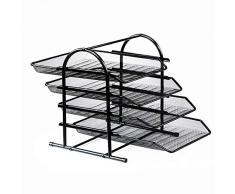 TY ARTS & CULTURE – Schreibtisch-Organizer, Stahlregal, 4 Etagen, für Büro, Schreibtischregal, Skulptur, Arbeitsständer, Schwarz