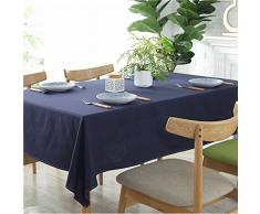 Red-A Pure Color Präzise Stil Baumwolle Leinen Tischdecke, Quadratisch, rechteckig, Tisch, Meeting die Tischdecke , Urlaub Oder Outdoor Picknick, Tisch Tuch 55×102 inch(140*260CM) Marineblau