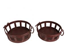 Attraction Design Metall Nostalgie Tablett rund (Set von 2), Burgund