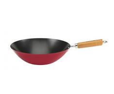 Profino Wok aus Karbonstahl, 31 cm, antihaftbeschichtet, Rot lackiert, Every Day New