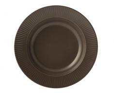 H+H Quebec Suppenteller aus Steingut, Braun, 6 Stück