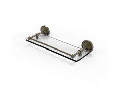 Allied Messing prbp-1/16-gal-abr Prestige Regal 40,6 cm Ablage aus Sekuritglas mit Galerie-Schiene, Messing antik
