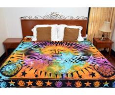 Truesellershop Psychedelic Himmlische indische Sonne Hippie Hippie Wandbehang Überwurf, Batikstoff, Hippie Hippie Boho Bohemian Tie Tie Dye Hippie Bohemian Tie Vorhang Handgewebt Fenster Tür Tür Vorhang