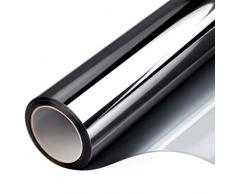 FILMGOO Sichtschutzfolie, Sichtschutz für Fenster und Fenster, UV-Hitzekontrolle, Vinyl-Aufkleber, Sonnenschutz, reflektierend, statisch haftend 35.4 Inch x 13.1 Feet schwarz/silberfarben