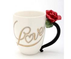 Cosmos Gifts 20750 Teetasse mit roter Rose, 284 ml, Gelb