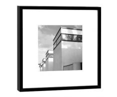 COGNOSCO Fotografie im Holzrahmen: Oud-Bauten-Kunstdruck-Format 27 x 27 cm-Rahmenfarbe schwarz-Hochwertiges Wandbild, Geschenkidee oder Souvenir aus Stuttgart, Holz, Weiß, Rahmen